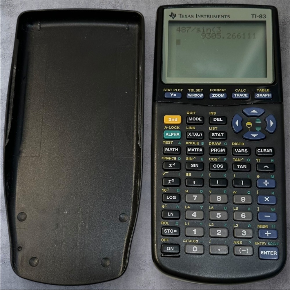 Texas Instruments TI-83 Graphing Calculator Silver Edition with Cover; Works!